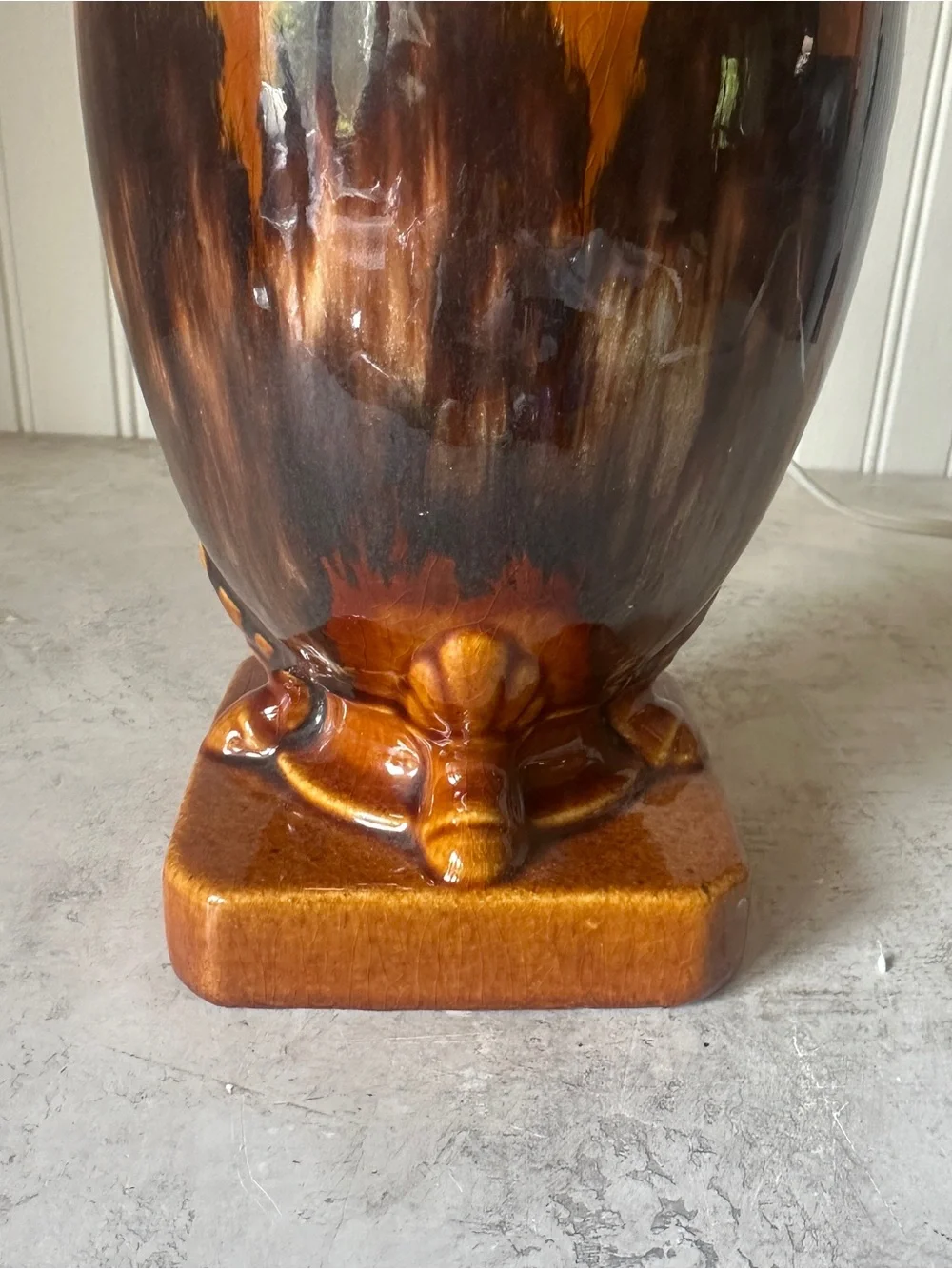 Brush McCoy Pottery Onyx Drip Glaze Urn Table Lamp Brown Arts & Crafts 1920s 30s
